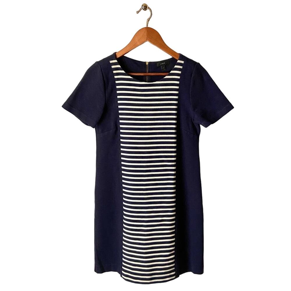 J. Crew Navy And White Striped Sheath Dress Size 4